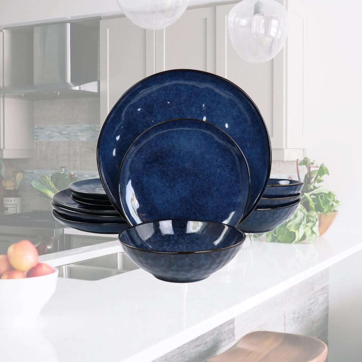 Picture of Elama ELM-SAMARAB Samara Sto are Dinnerware Set, Blue - 12 Piece