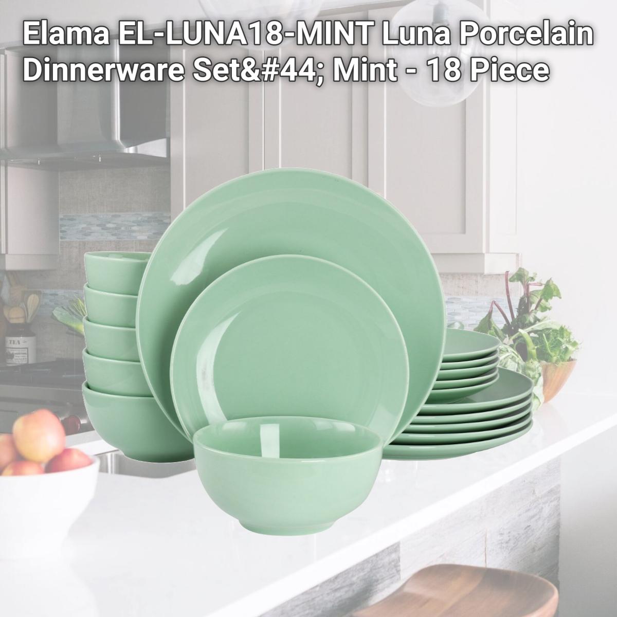 Picture of Elama EL-LUNA18-MINT Luna Porcelain Dinnerware Set, Mint - 18 Piece