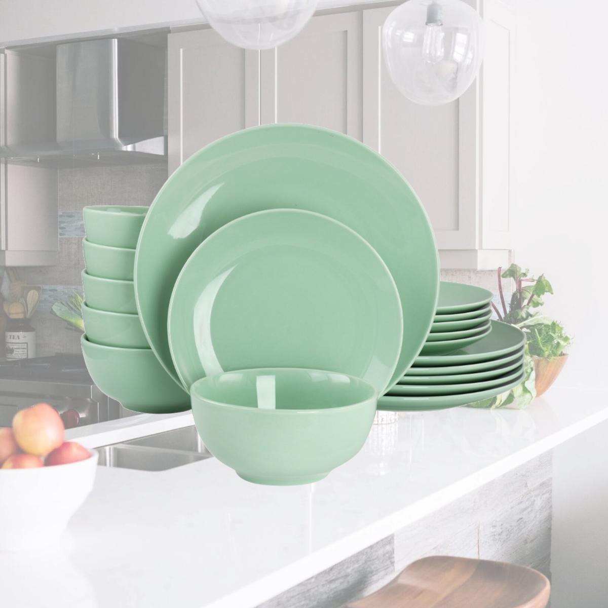 Picture of Elama EL-LUNA18-MINT Luna Porcelain Dinnerware Set, Mint - 18 Piece