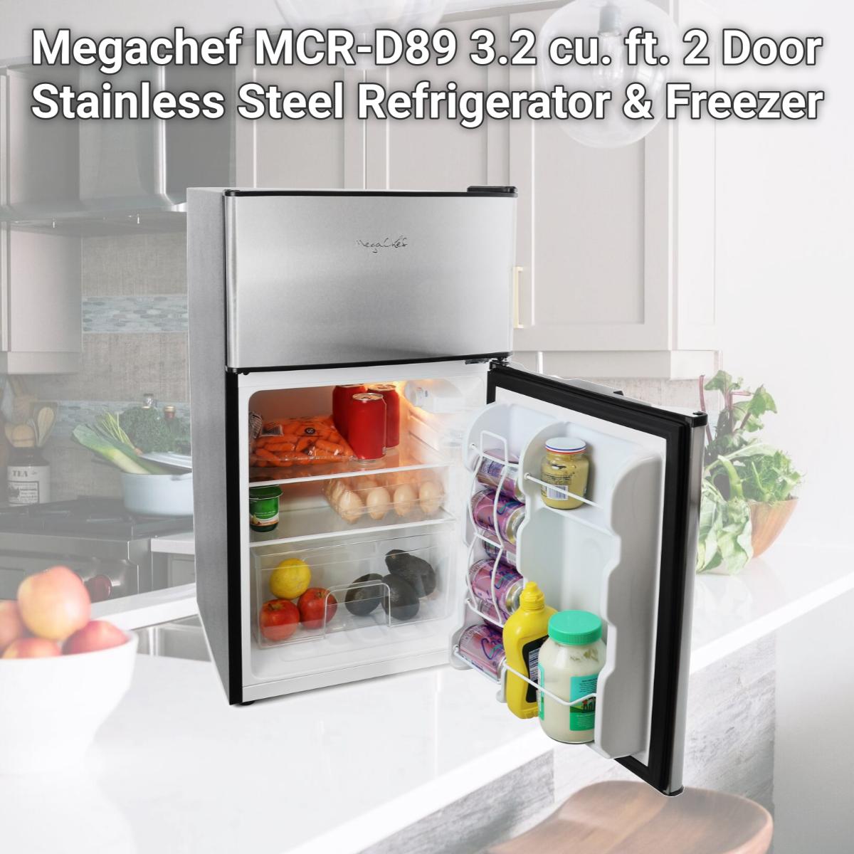 Picture of Megachef MCR-D89 3.2 cu. ft. 2 Door Stainless Steel Refrigerator & Freezer
