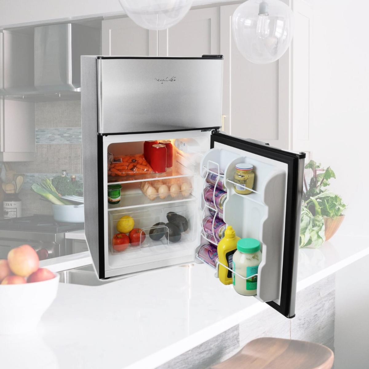 Picture of Megachef MCR-D89 3.2 cu. ft. 2 Door Stainless Steel Refrigerator & Freezer