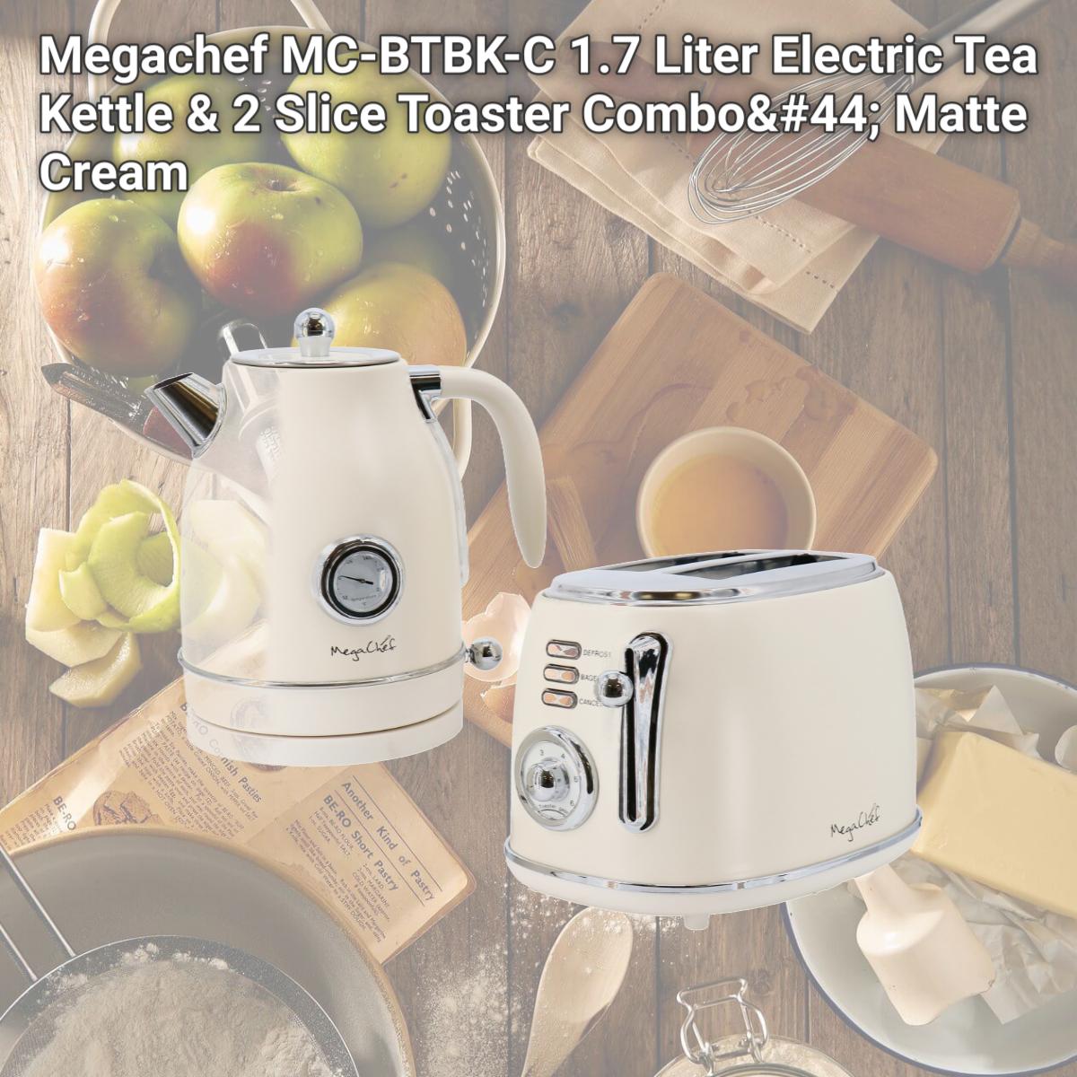 Picture of Megachef MC-BTBK-C 1.7 Liter Electric Tea Kettle & 2 Slice Toaster Combo, Matte Cream