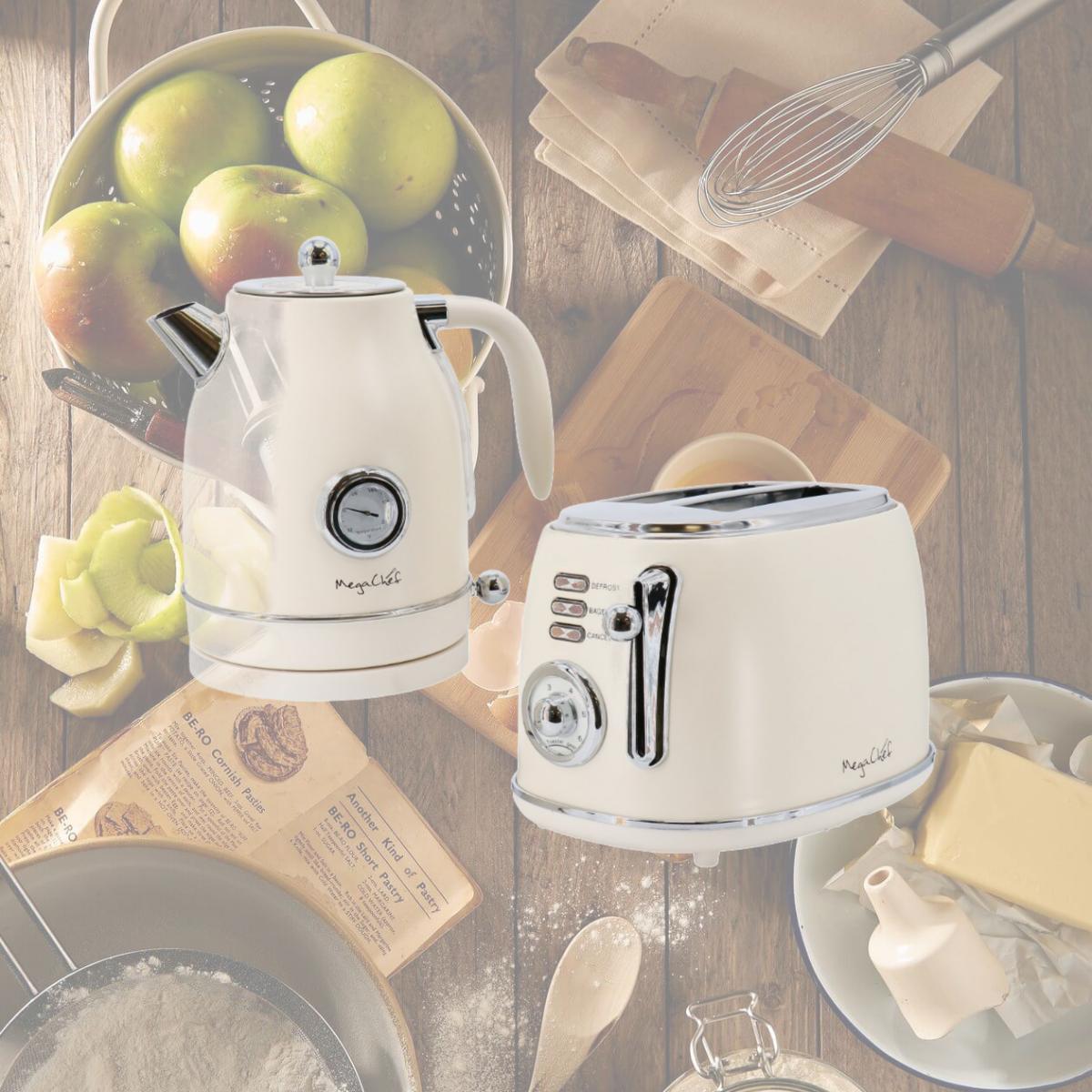 Picture of Megachef MC-BTBK-C 1.7 Liter Electric Tea Kettle & 2 Slice Toaster Combo, Matte Cream