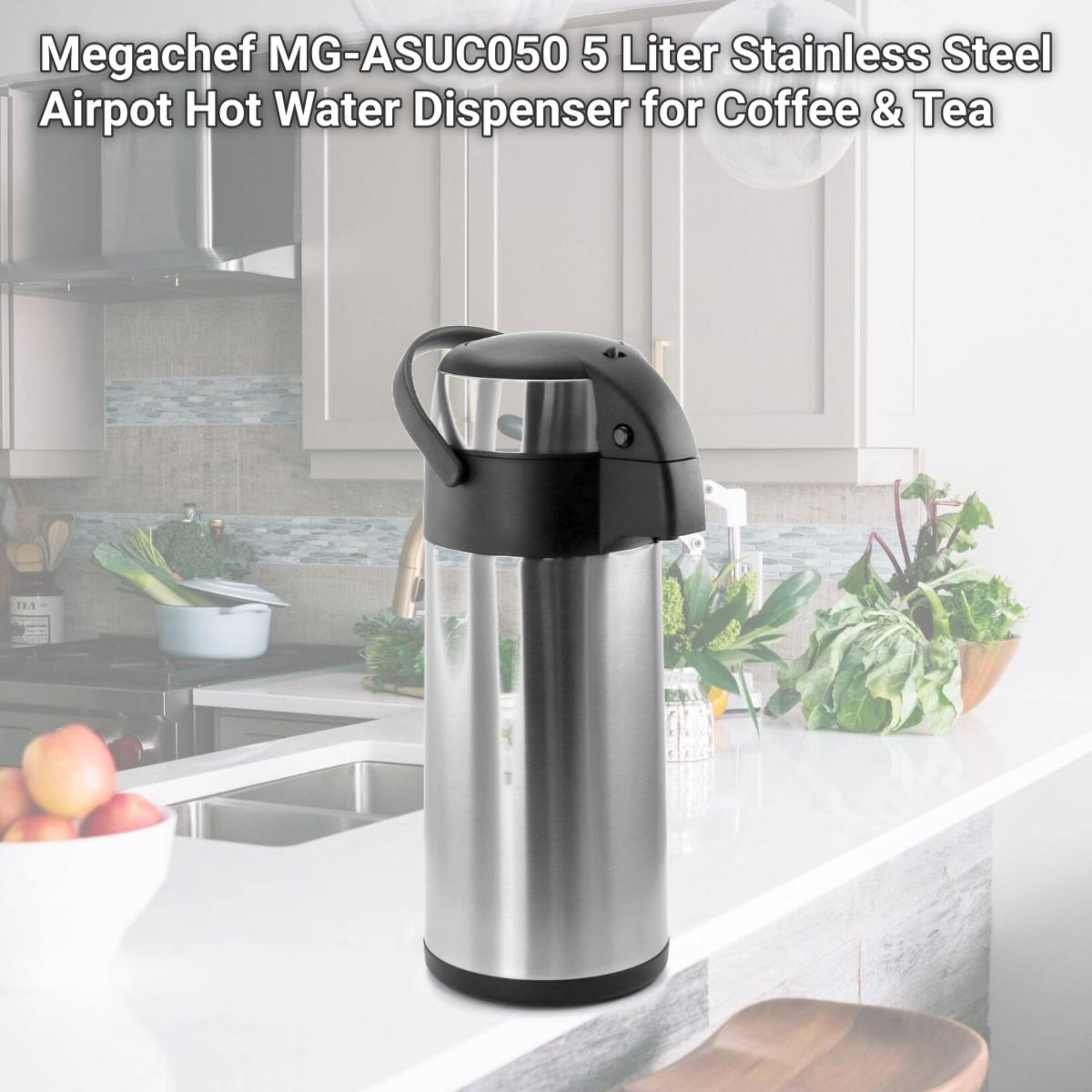 Picture of Megachef MG-ASUC050 5 Liter Stainless Steel Airpot Hot Water Dispenser for Coffee & Tea