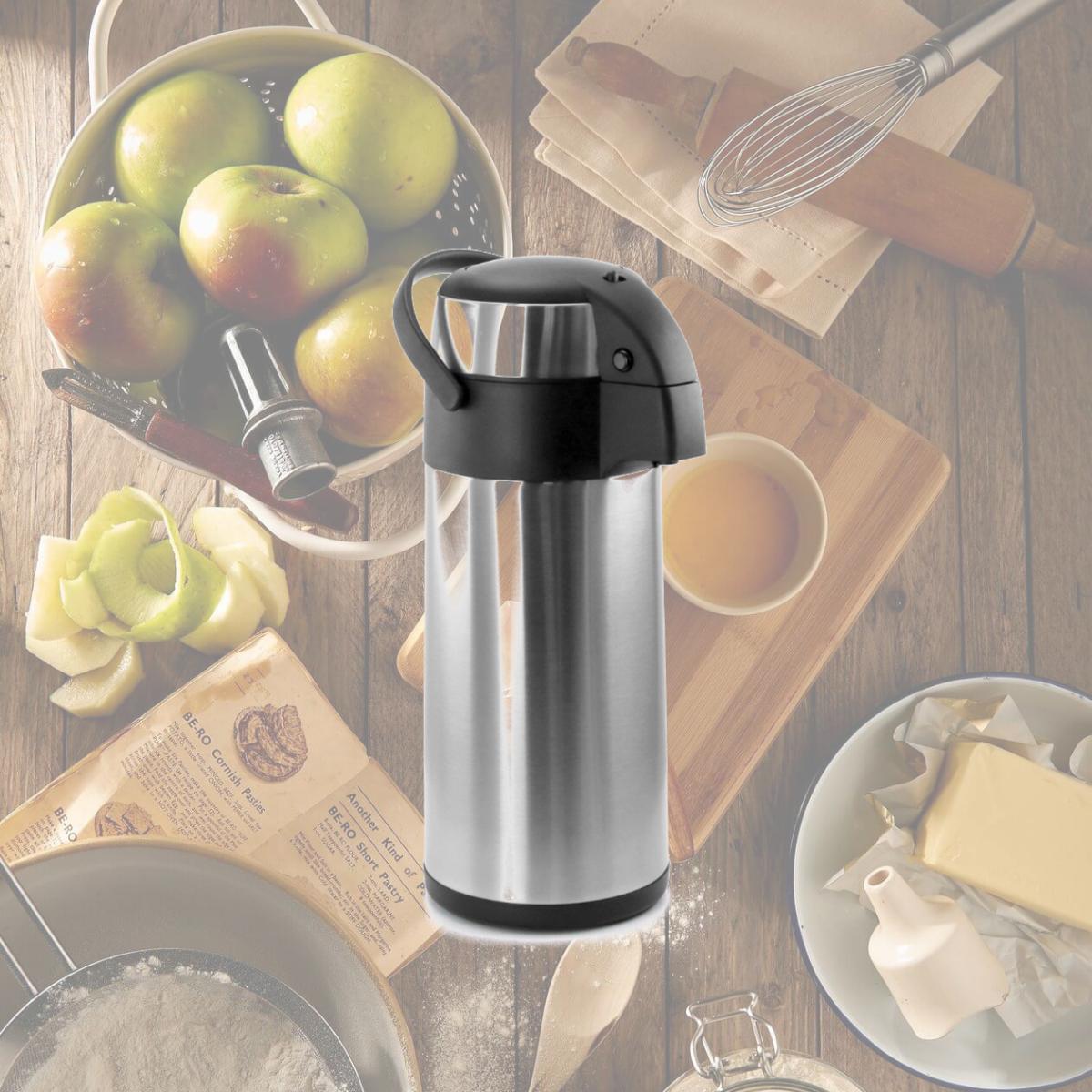 Picture of Megachef MG-ASUC050 5 Liter Stainless Steel Airpot Hot Water Dispenser for Coffee & Tea