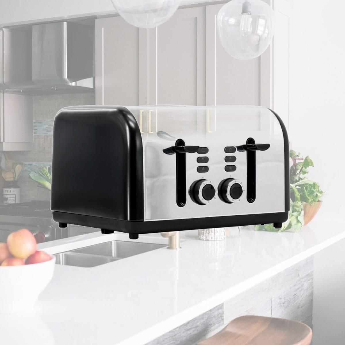 Picture of Redmond ST009-BLACK 4-Slice Wide Slot 1400W Stainless Steel Toaster, Black