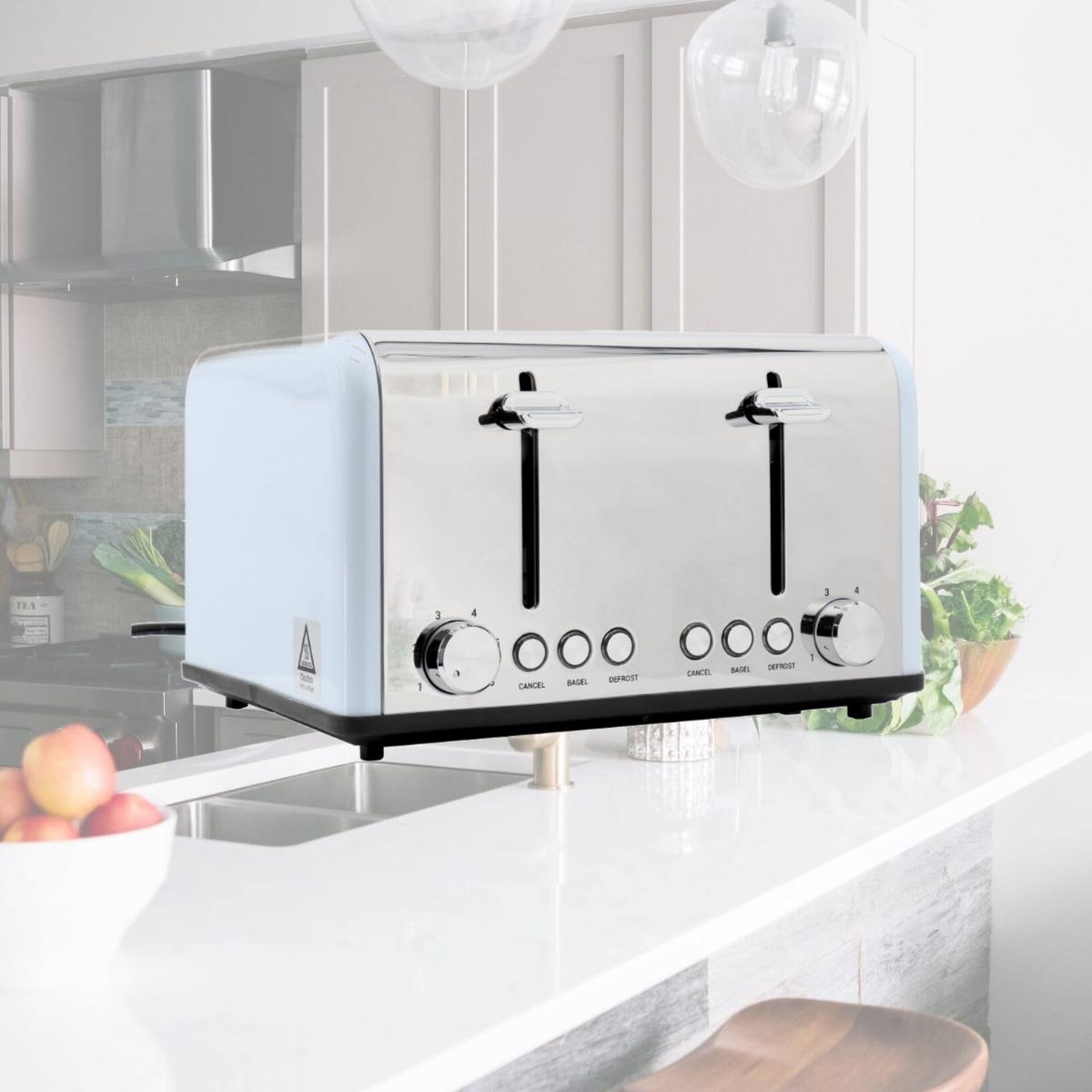 Picture of Redmond ST006LBUSNP 4-Slice Extra Wide Slot 1650W Stainless Steel Toaster, Light Blue