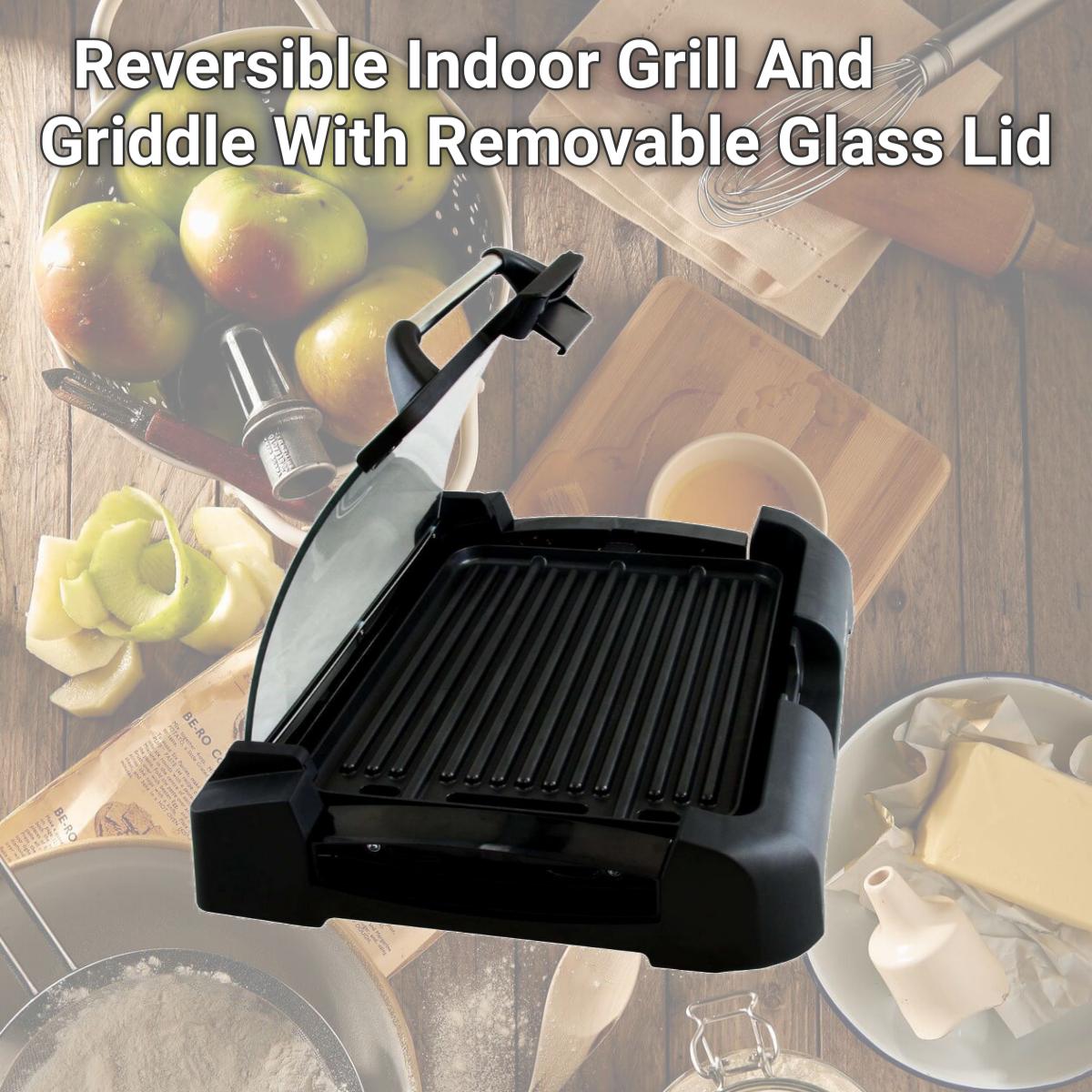 Picture of MegaChef MCG-106 Reversible Indoor Grill And Griddle With Removable Glass Lid