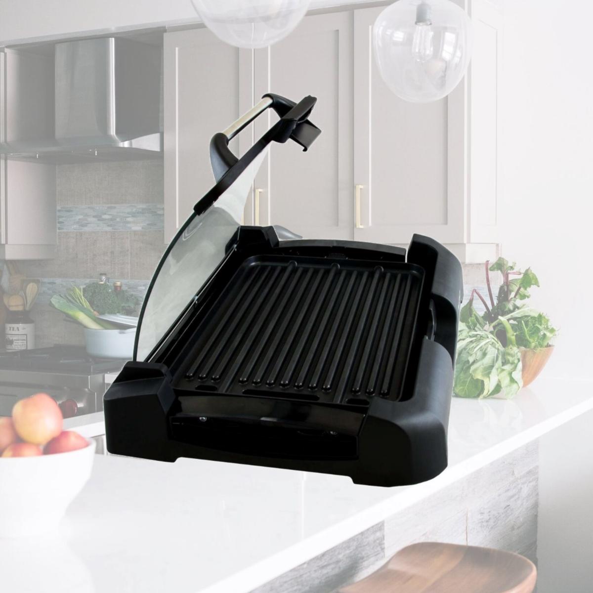 Picture of MegaChef MCG-106 Reversible Indoor Grill And Griddle With Removable Glass Lid