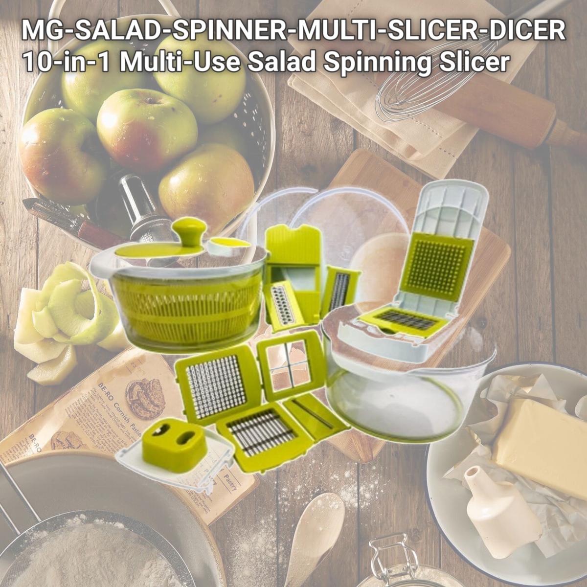 Picture of MegaChef MG-SALAD-SPINNER-MULTI-SLICER-DICER 10-in-1 Multi-Use Salad Spinning Slicer