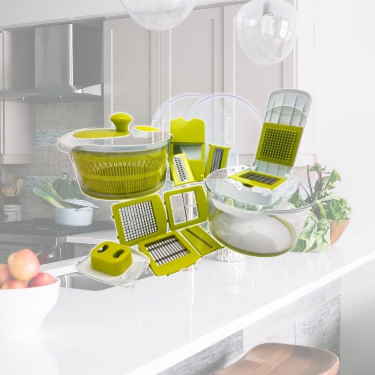 Picture of MegaChef MG-SALAD-SPINNER-MULTI-SLICER-DICER 10-in-1 Multi-Use Salad Spinning Slicer