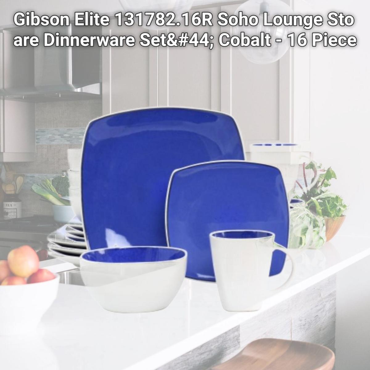 Picture of Gibson Elite 131782.16R Soho Lounge Sto are Dinnerware Set, Cobalt - 16 Piece