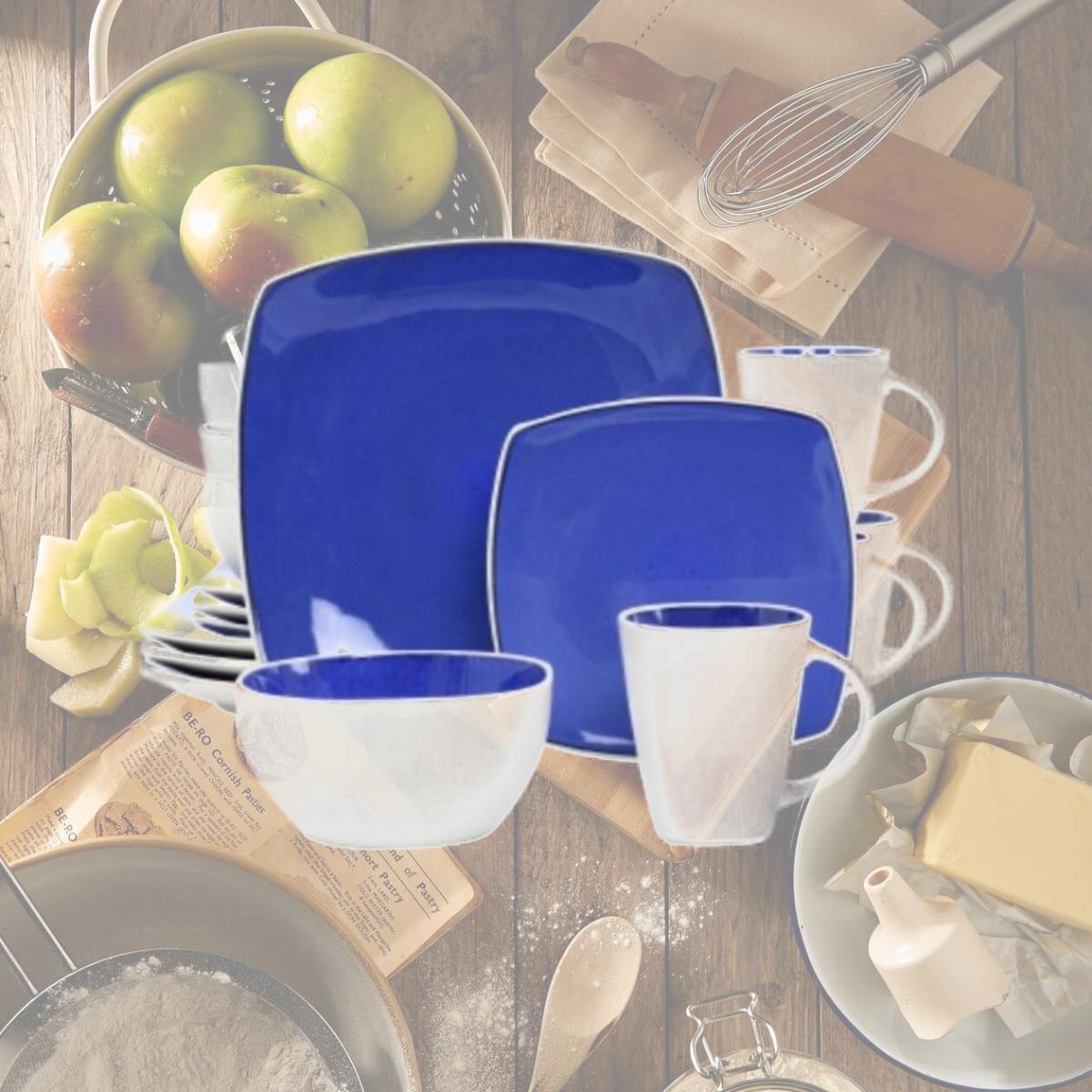 Picture of Gibson Elite 131782.16R Soho Lounge Sto are Dinnerware Set, Cobalt - 16 Piece