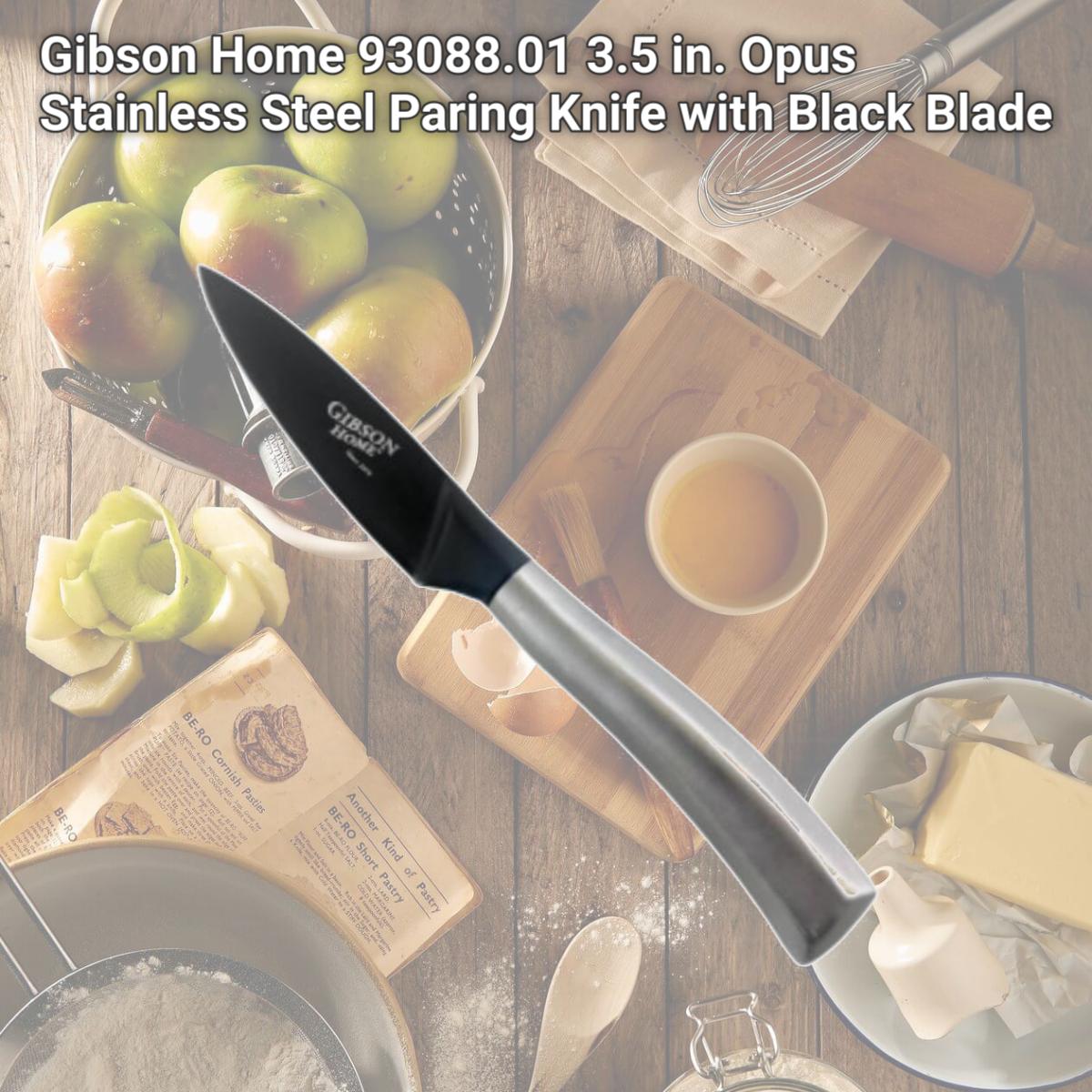 Picture of Gibson Home 93088.01 3.5 in. Opus Stainless Steel Paring Knife with Black Blade