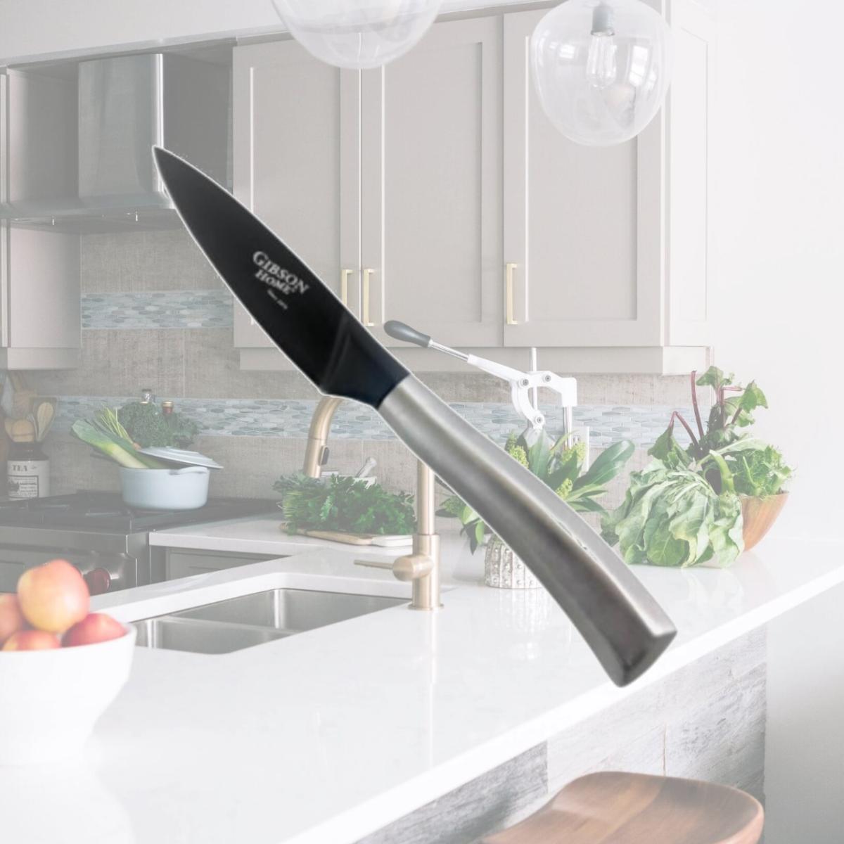 Picture of Gibson Home 93088.01 3.5 in. Opus Stainless Steel Paring Knife with Black Blade