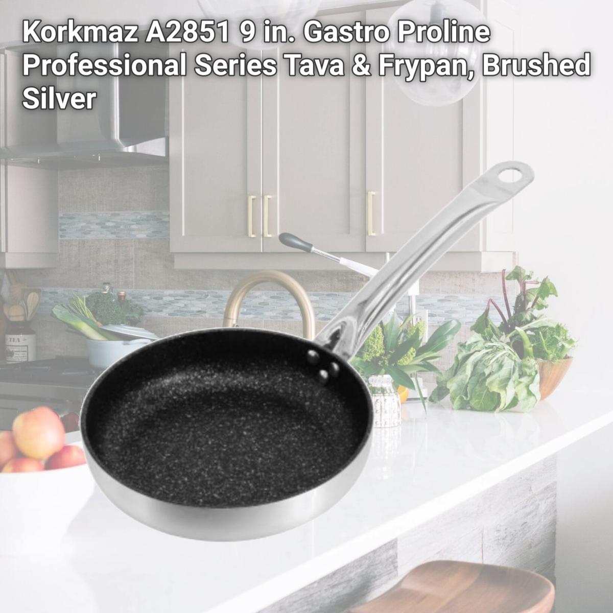 Picture of Korkmaz A2851 9 in. Gastro Proline Professional Series Tava & Frypan, Brushed Silver