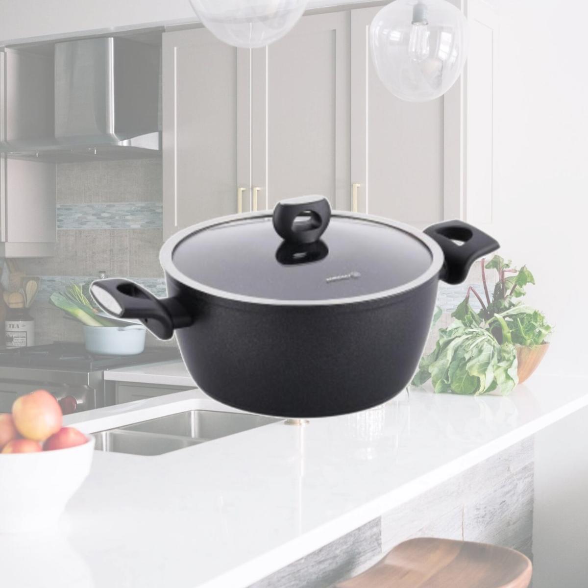 Picture of Korkmaz A2940 3 Liter Nora Alumium Nonstick Casserole Dish with Lid - 2 Piece