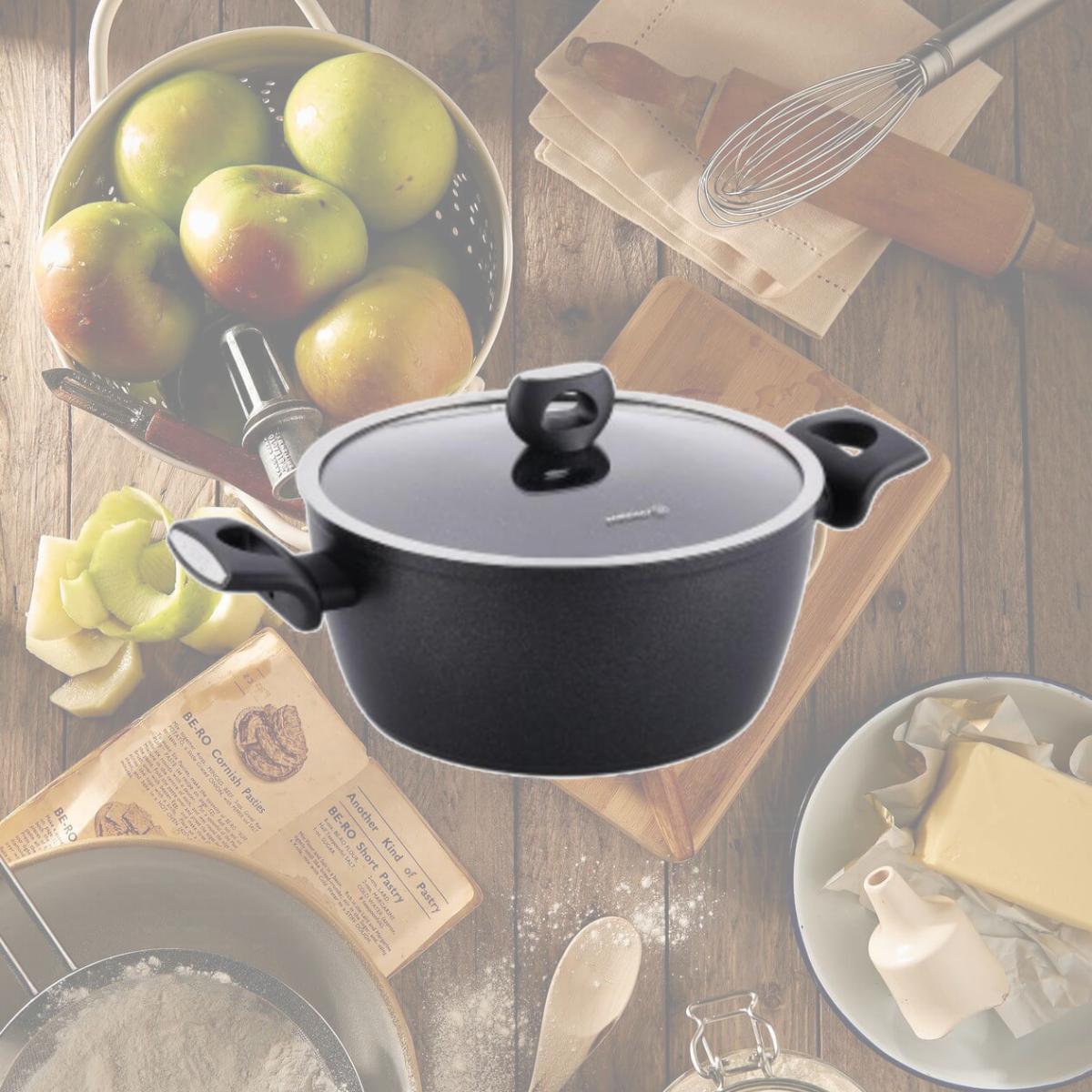 Picture of Korkmaz A2941 4.6 Liter Nora Alumium Nonstick Casserole Dish with Lid - 2 Piece