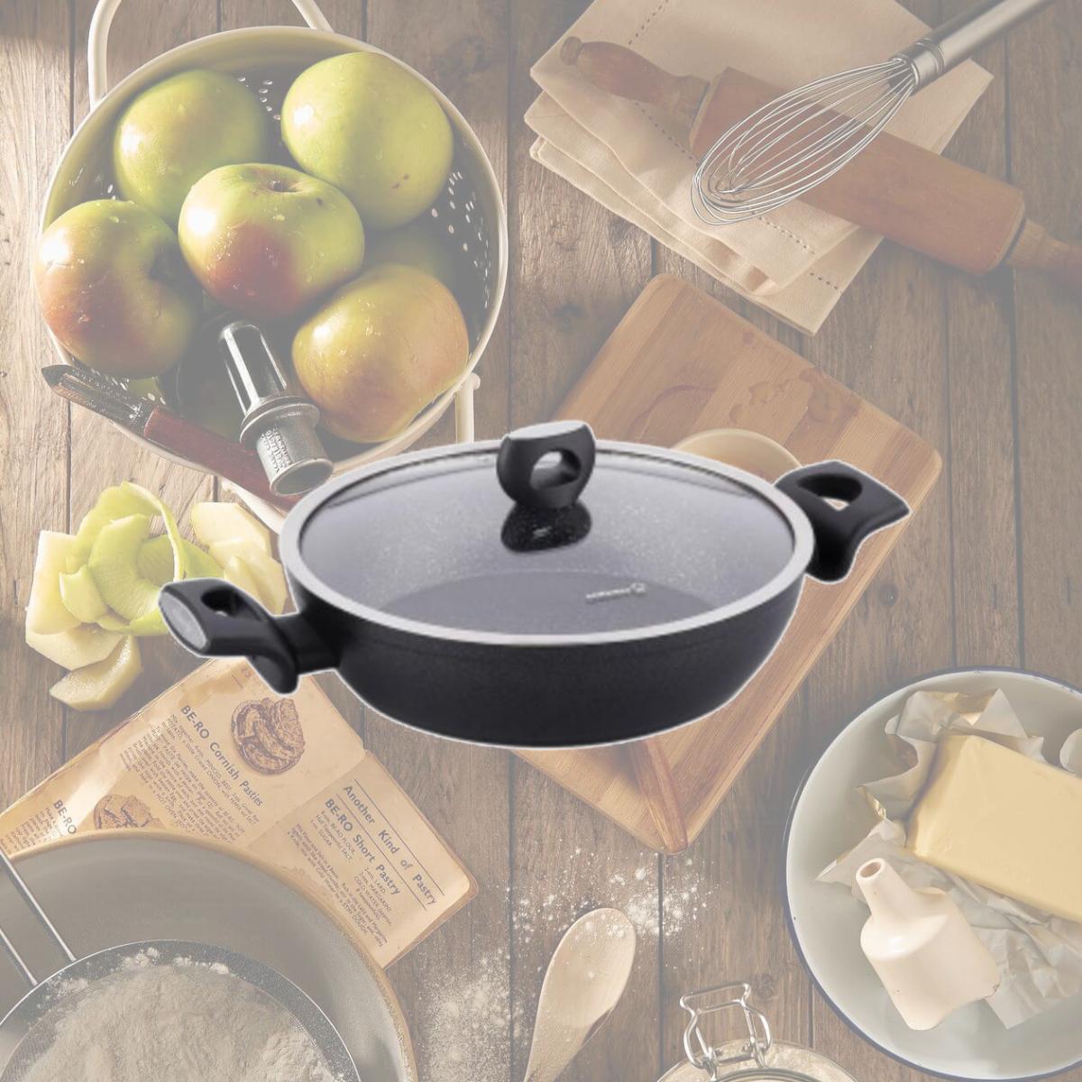 Picture of Korkmaz A2945 3.6 Liter Nora Alumium Nonstick Low Casserole Dish with Lid - 2 Piece