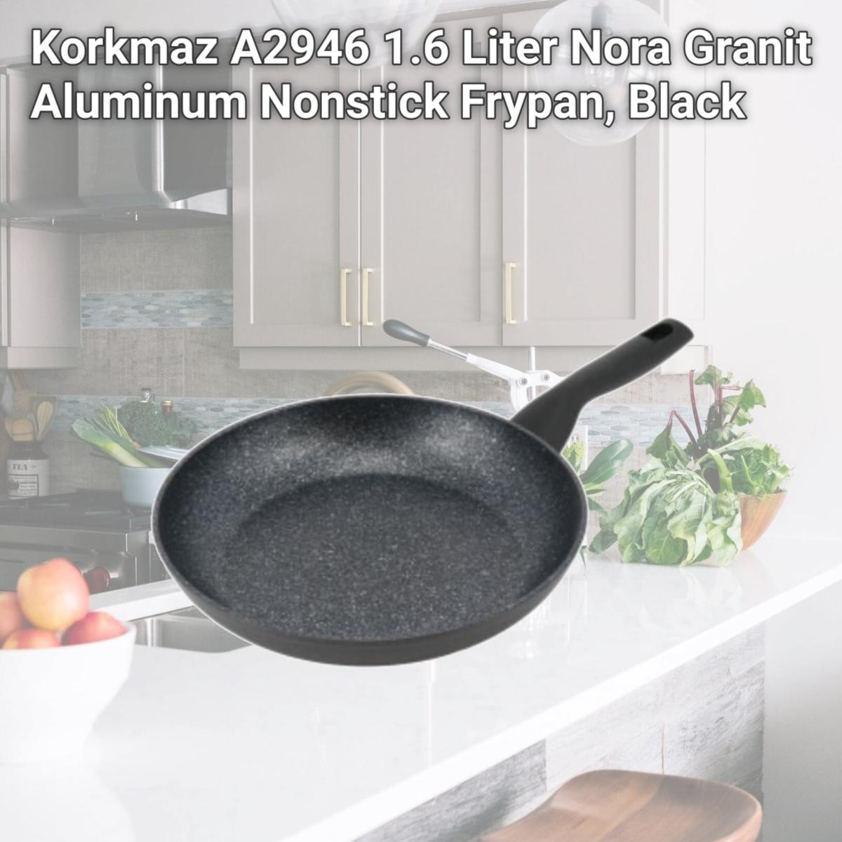 Picture of Korkmaz A2946 1.6 Liter Nora Granit Aluminum Nonstick Frypan, Black
