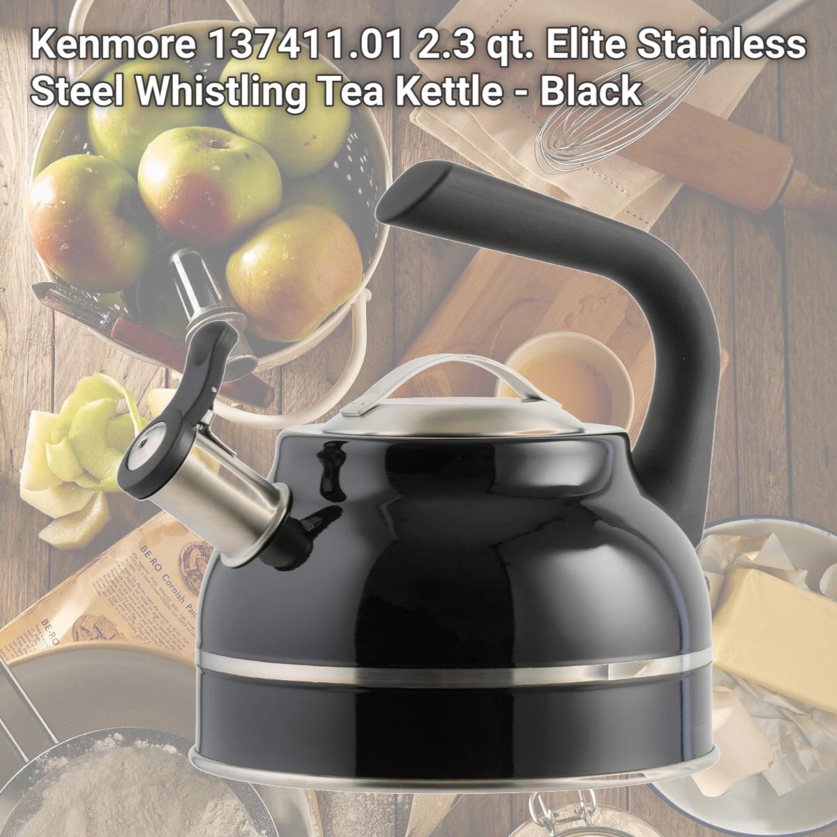 Picture of Kenmore 137411.01 2.3 qt. Elite Stainless Steel Whistling Tea Kettle - Black