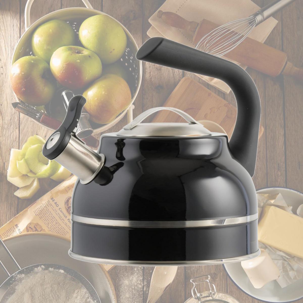 Picture of Kenmore 137411.01 2.3 qt. Elite Stainless Steel Whistling Tea Kettle - Black