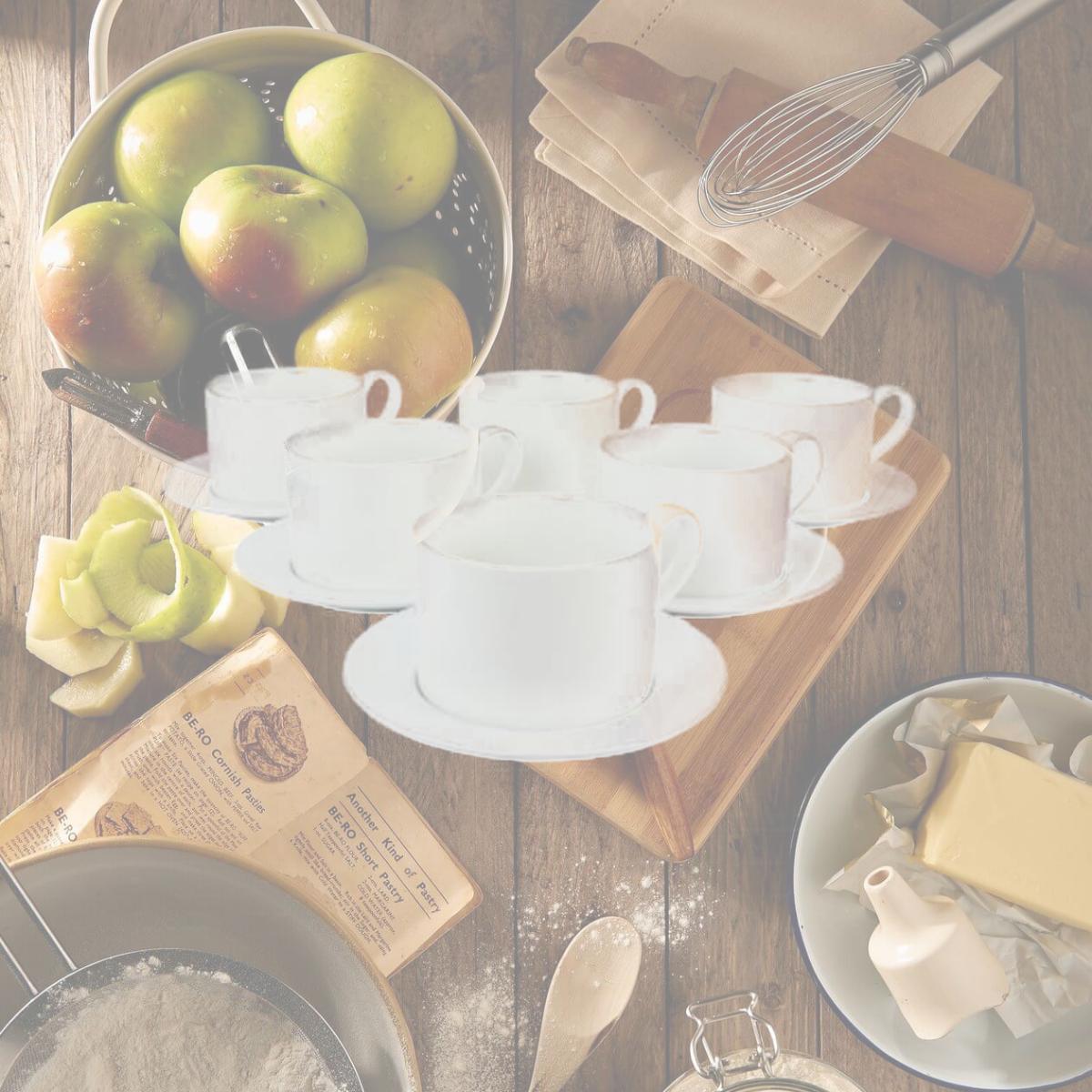 Picture of Our Table 133040.02 3.75 in. Simply Porcelain Cups with Saucers Set, White - 6 Piece