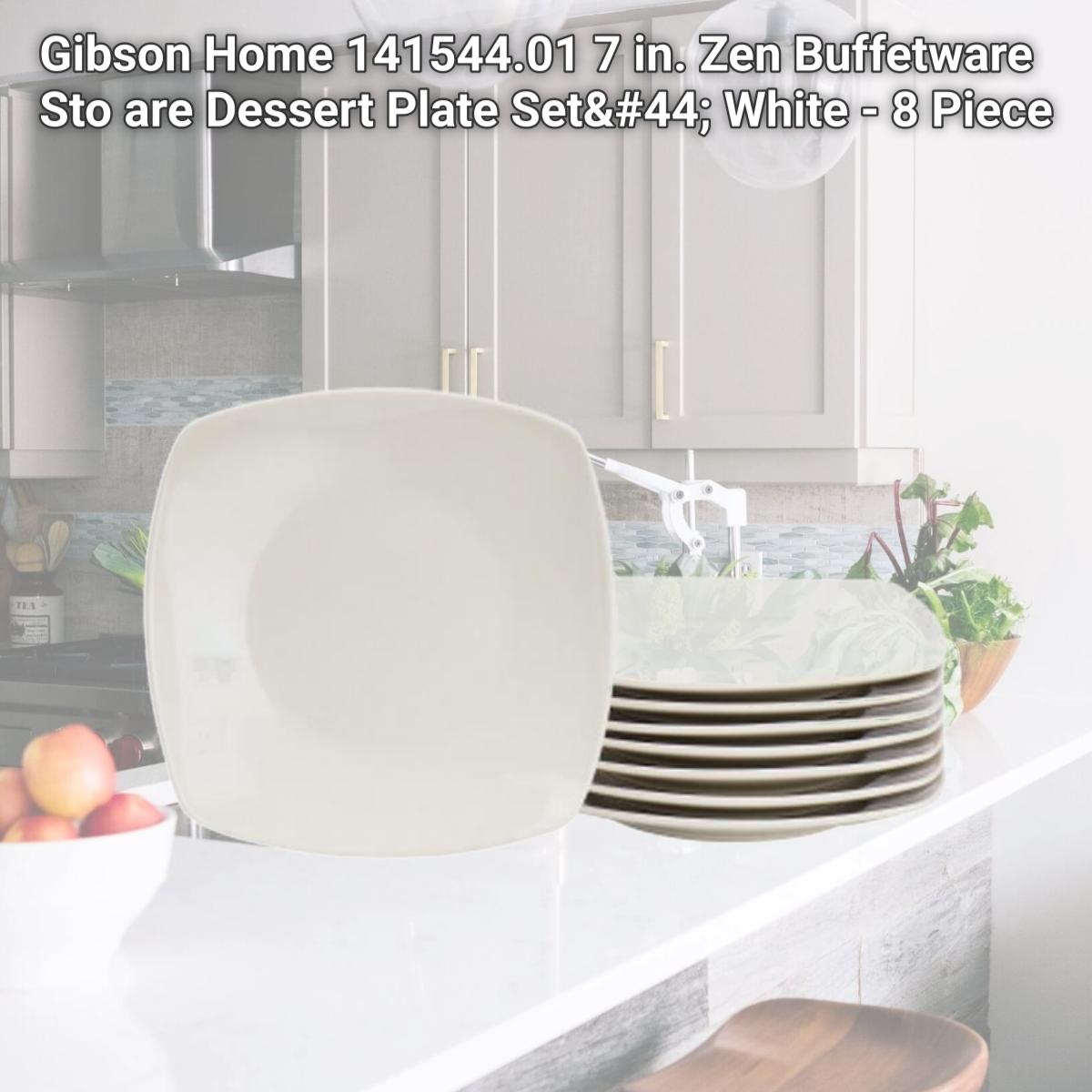 Picture of Gibson Home 141544.01 7 in. Zen Buffetware Sto are Dessert Plate Set, White - 8 Piece