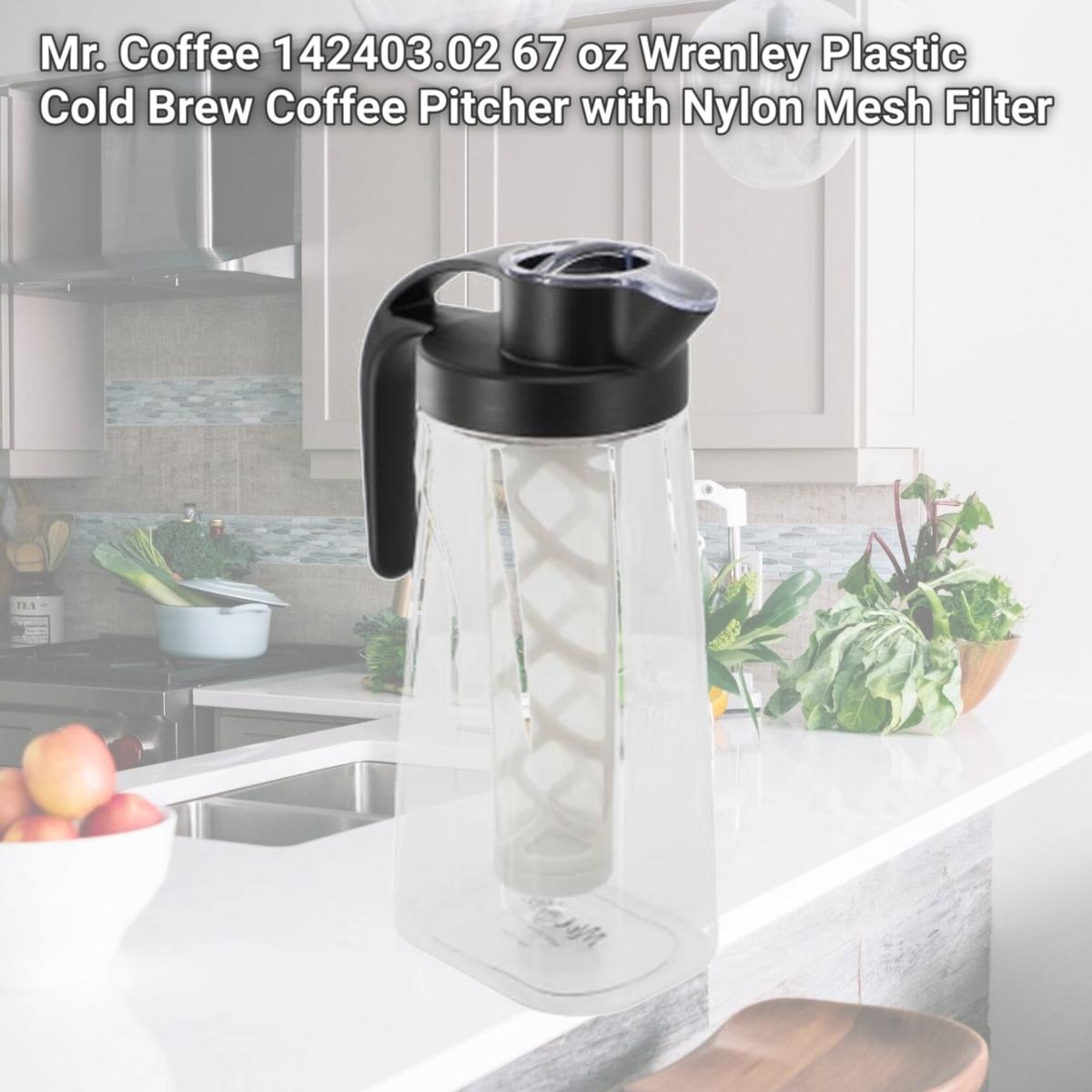 Picture of Mr. Coffee 142403.02 67 oz Wrenley Plastic Cold Brew Coffee Pitcher with Nylon Mesh Filter