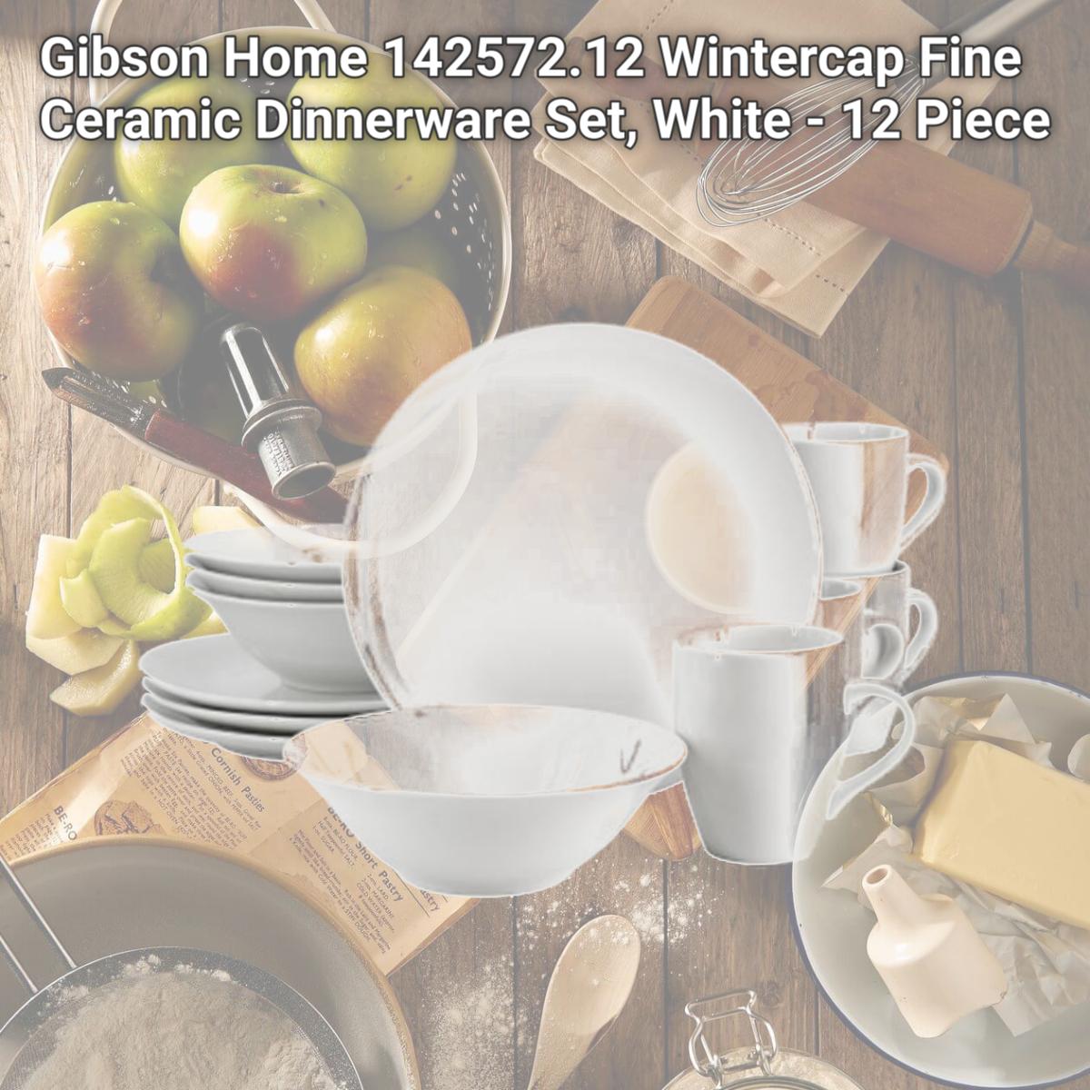 Picture of Gibson Home 142572.12 Wintercap Fine Ceramic Dinnerware Set, White - 12 Piece