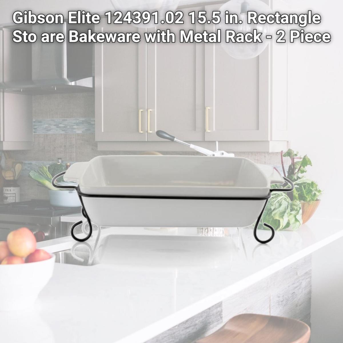 Picture of Gibson Elite 124391.02 15.5 in. Rectangle Sto are Bakeware with Metal Rack - 2 Piece
