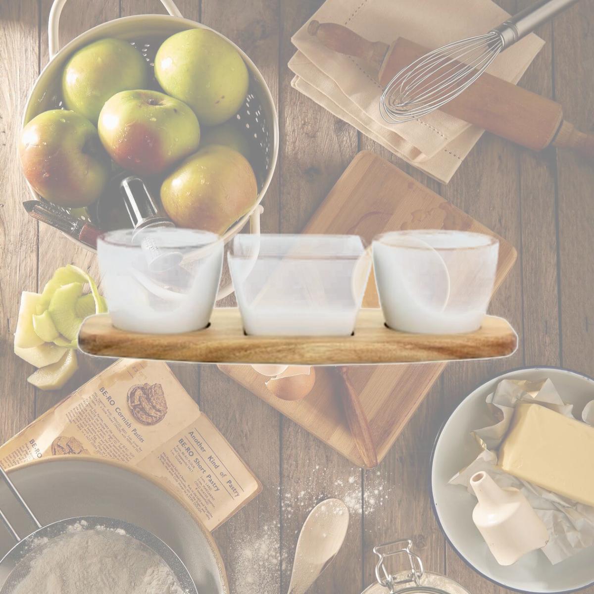 Picture of Gibson Elite 127272.04 Gracious Dining Fine Ceramic Tidbit Dish Set with Acacia Wood Base - 4 Piece