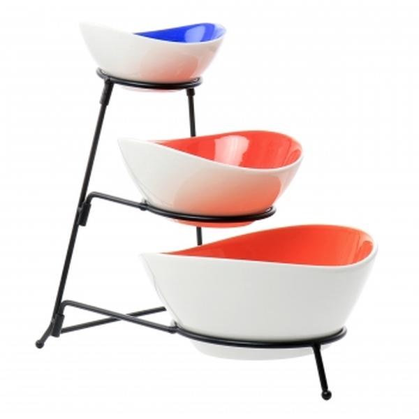 UPC 085081504722 product image for 127291.04 Crenshaw Hand Painted Sto are 3-Tier Serving Bowl Set, Metal Rack  | upcitemdb.com
