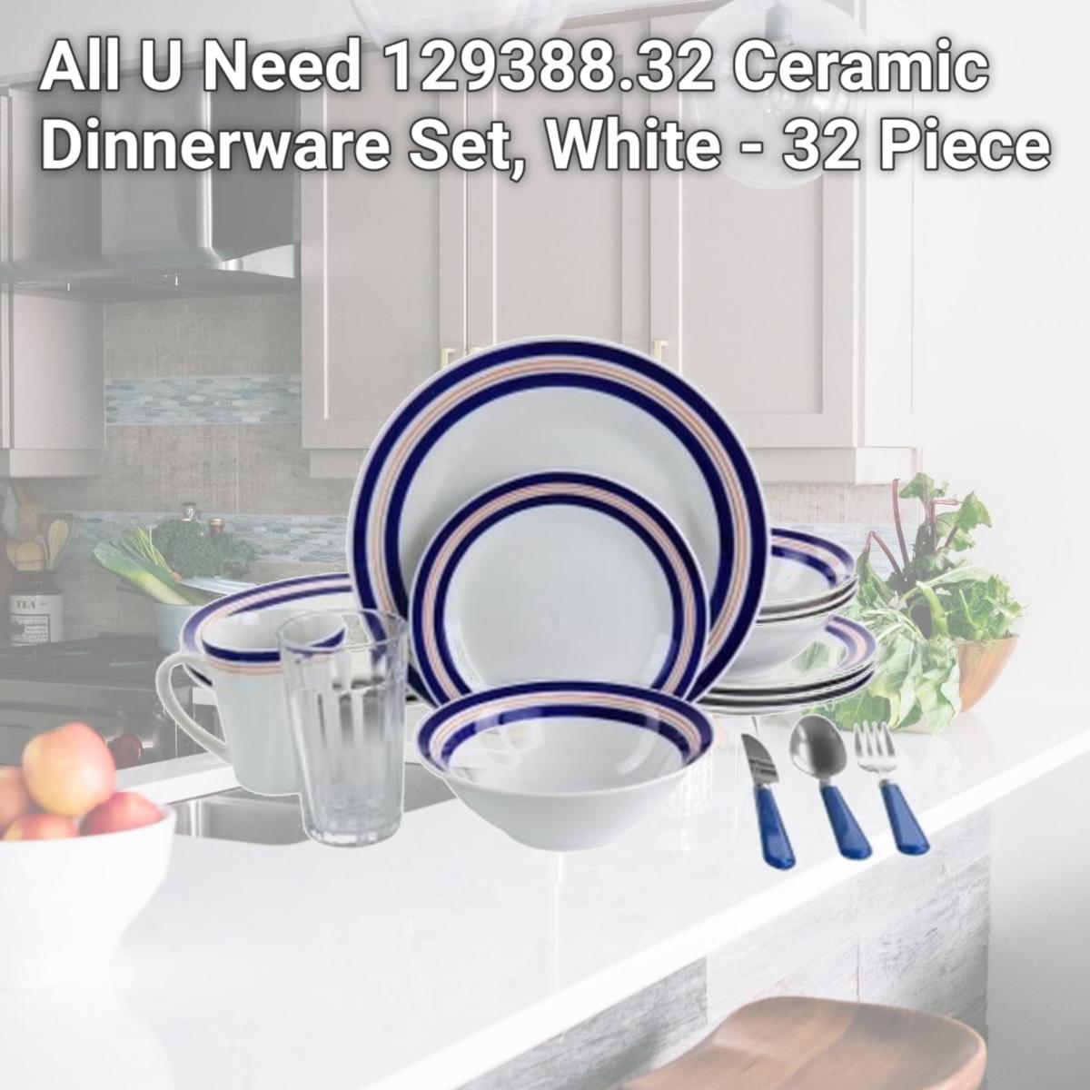 Picture of All U Need 129388.32 Ceramic Dinnerware Set, White - 32 Piece
