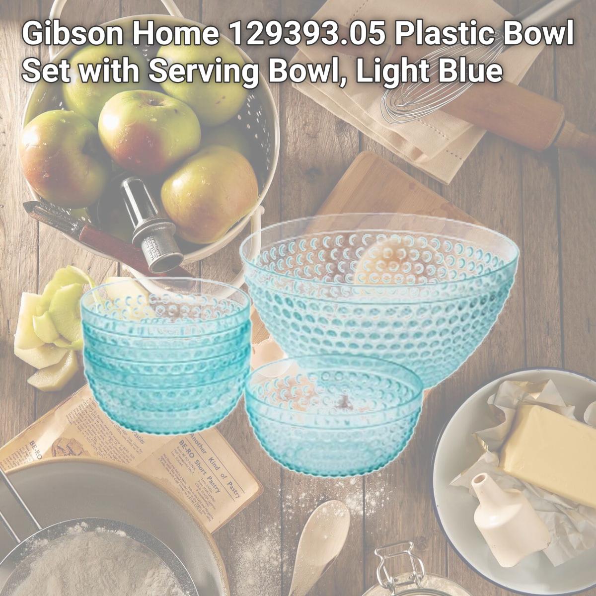 Picture of Gibson Home 129393.05 Plastic Bowl Set with Serving Bowl, Light Blue