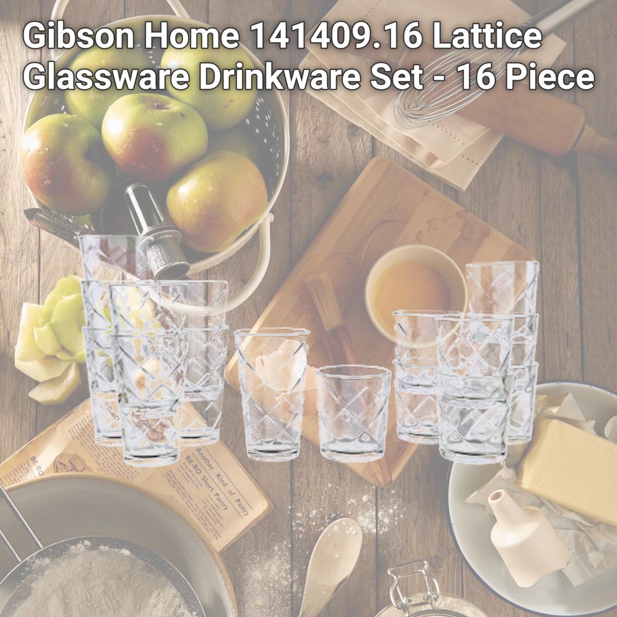 Picture of Gibson Home 141409.16 Lattice Glassware Drinkware Set - 16 Piece