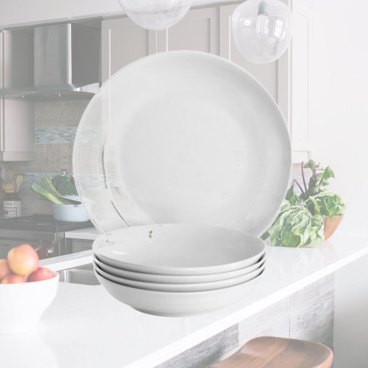 Picture of Gibson Home 142570.05 Great Essentials Fine Ceramic Serving Bowl & Pasta Bowl Set, White - 5 Piece