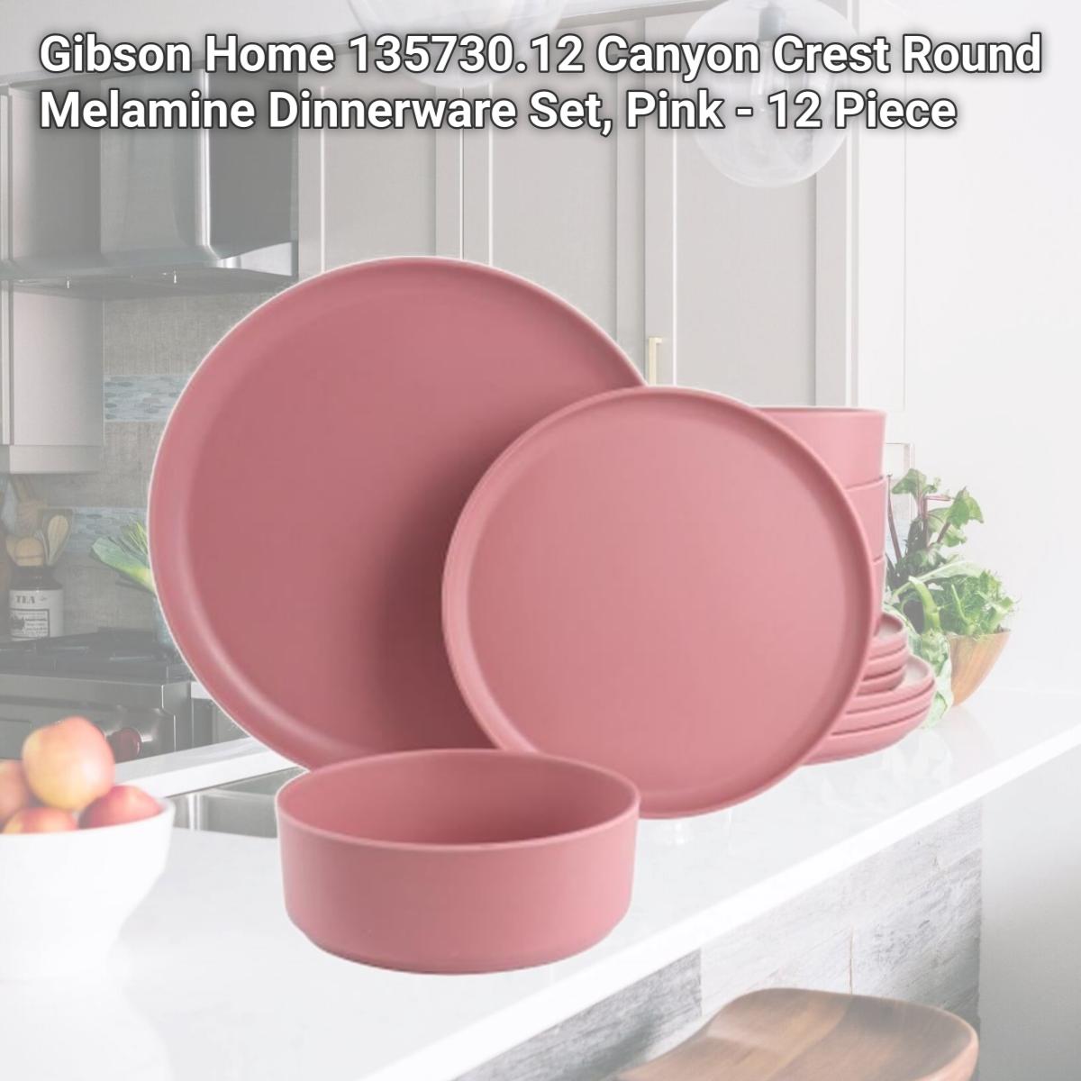 Picture of Gibson Home 135730.12 Canyon Crest Round Melamine Dinnerware Set, Pink - 12 Piece