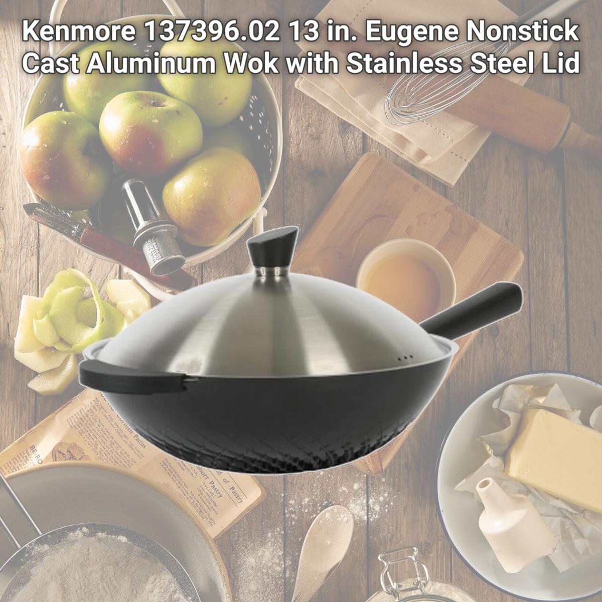 Picture of Kenmore 137396.02 13 in. Eugene Nonstick Cast Aluminum Wok with Stainless Steel Lid