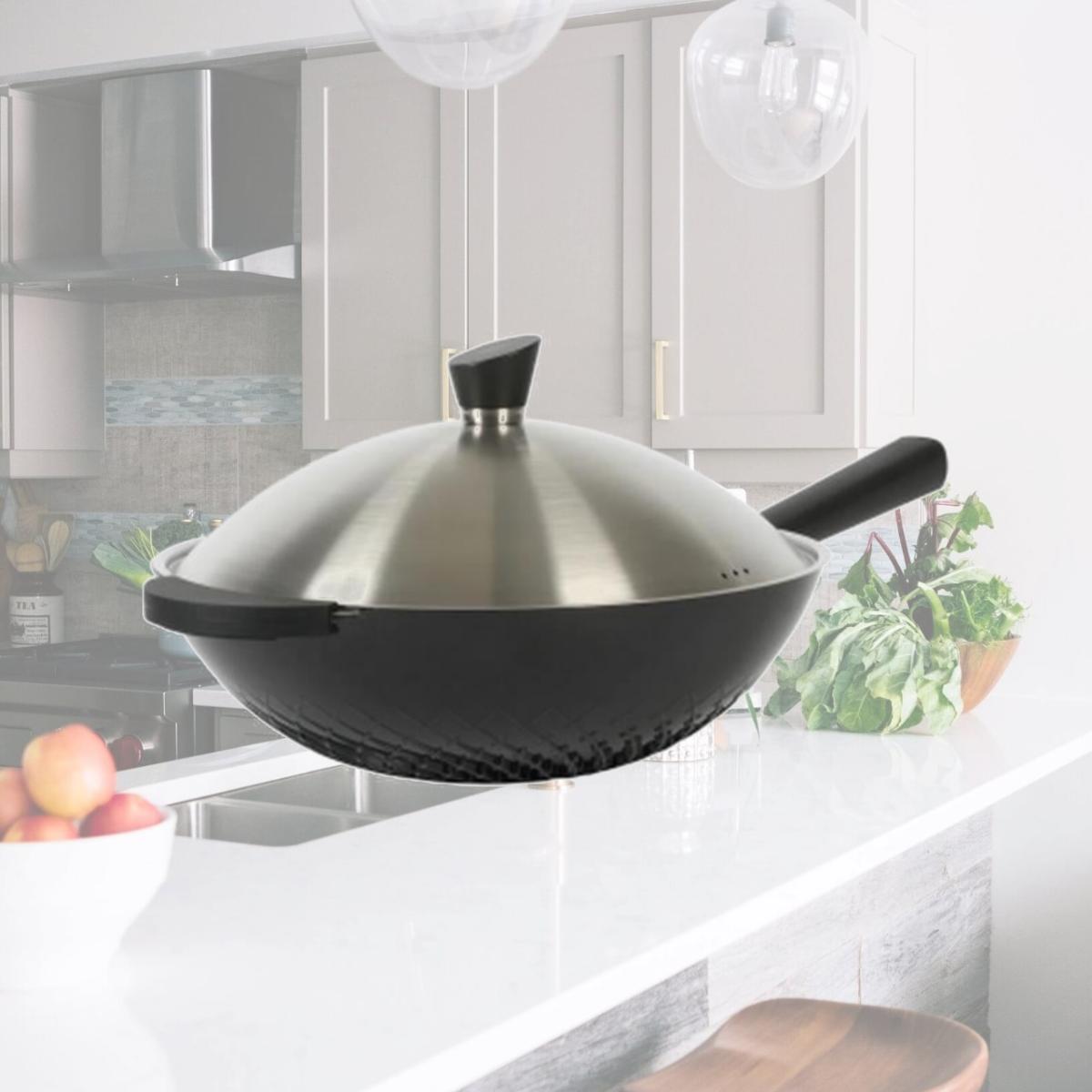 Picture of Kenmore 137396.02 13 in. Eugene Nonstick Cast Aluminum Wok with Stainless Steel Lid