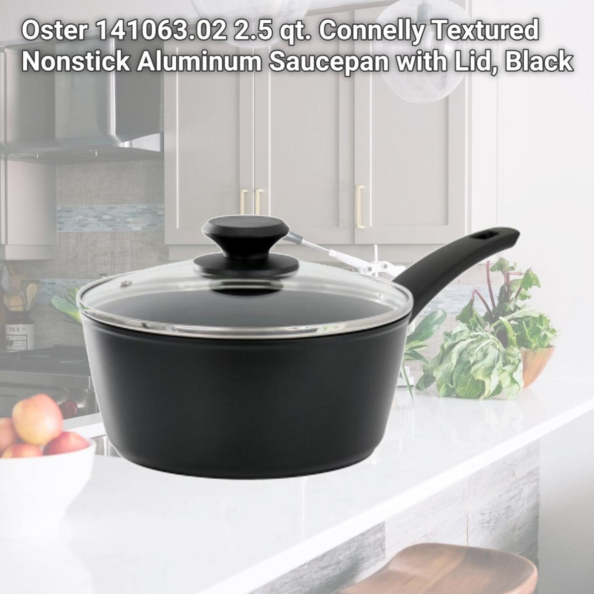 Picture of Oster 141063.02 2.5 qt. Connelly Textured Nonstick Aluminum Saucepan with Lid, Black