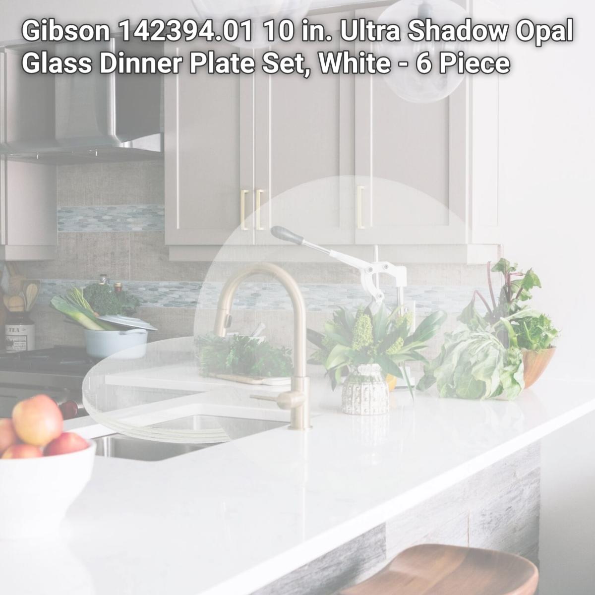 Picture of Gibson 142394.01 10 in. Ultra Shadow Opal Glass Dinner Plate Set, White - 6 Piece