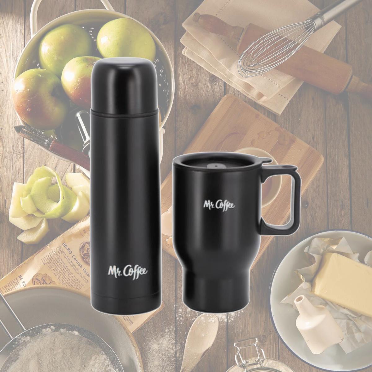 Picture of Mr. Coffee 142763.02 Javelin Thermal Bottle & Travel Mug Set, Black - 2 Piece