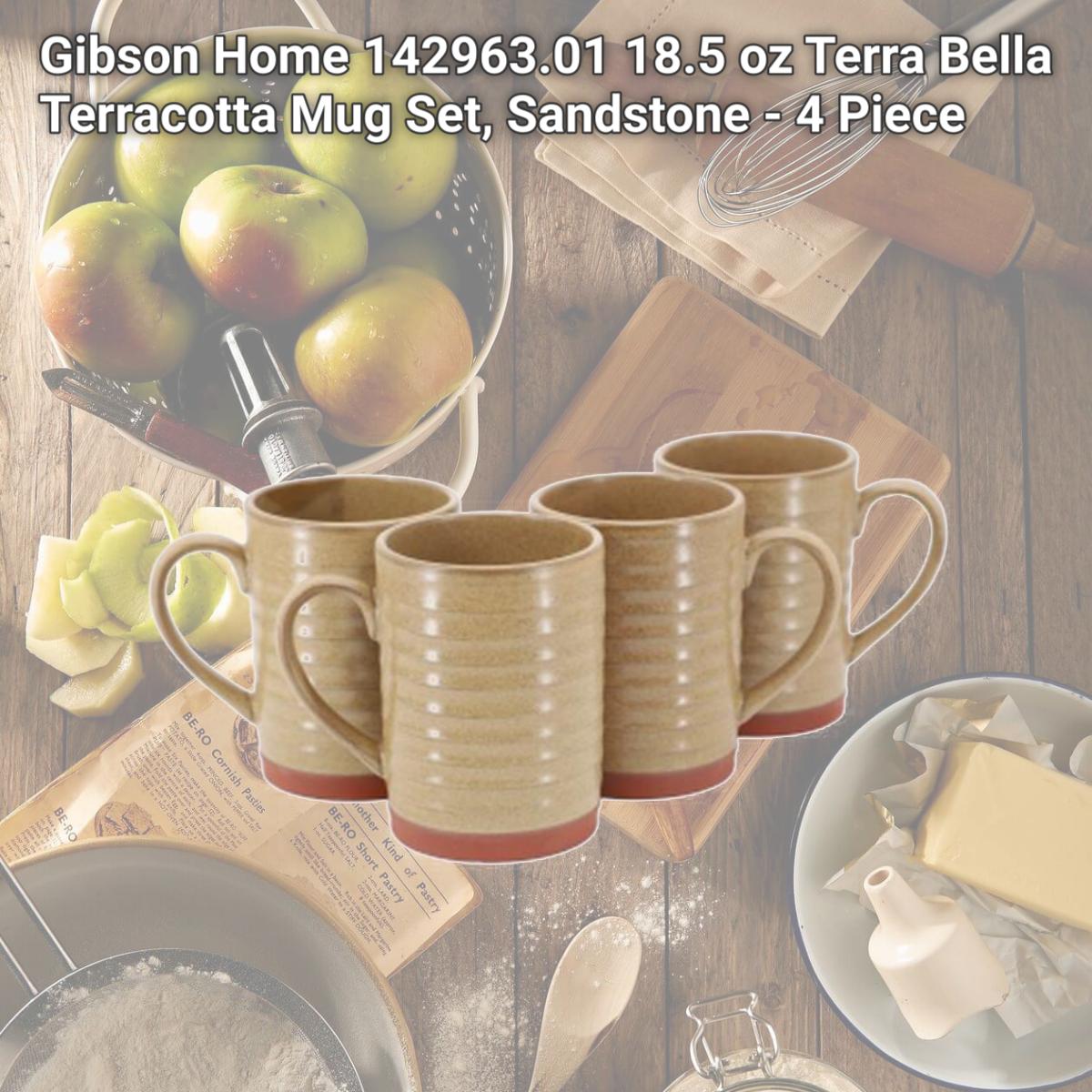 Picture of Gibson Home 142963.01 18.5 oz Terra Bella Terracotta Mug Set, Sandstone - 4 Piece