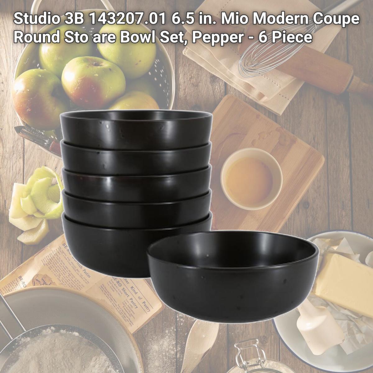 Picture of Studio 3B 143207.01 6.5 in. Mio Modern Coupe Round Sto are Bowl Set, Pepper - 6 Piece