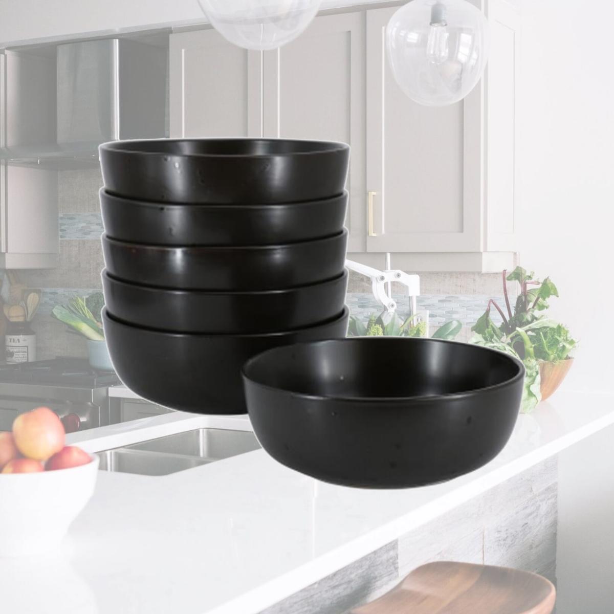 Picture of Studio 3B 143207.01 6.5 in. Mio Modern Coupe Round Sto are Bowl Set, Pepper - 6 Piece