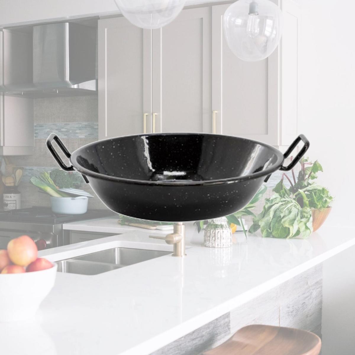 Picture of Oster 143755.01 9.5 in. Castillo Enameled Steel Paella Pan, Speckled Black