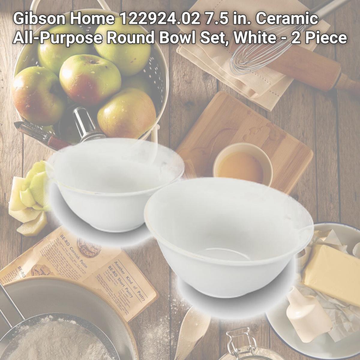 Picture of Gibson Home 122924.02 7.5 in. Ceramic All-Purpose Round Bowl Set, White - 2 Piece