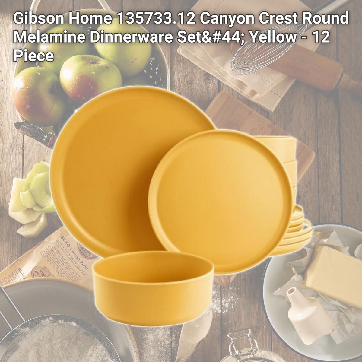 Picture of Gibson Home 135733.12 Canyon Crest Round Melamine Dinnerware Set, Yellow - 12 Piece