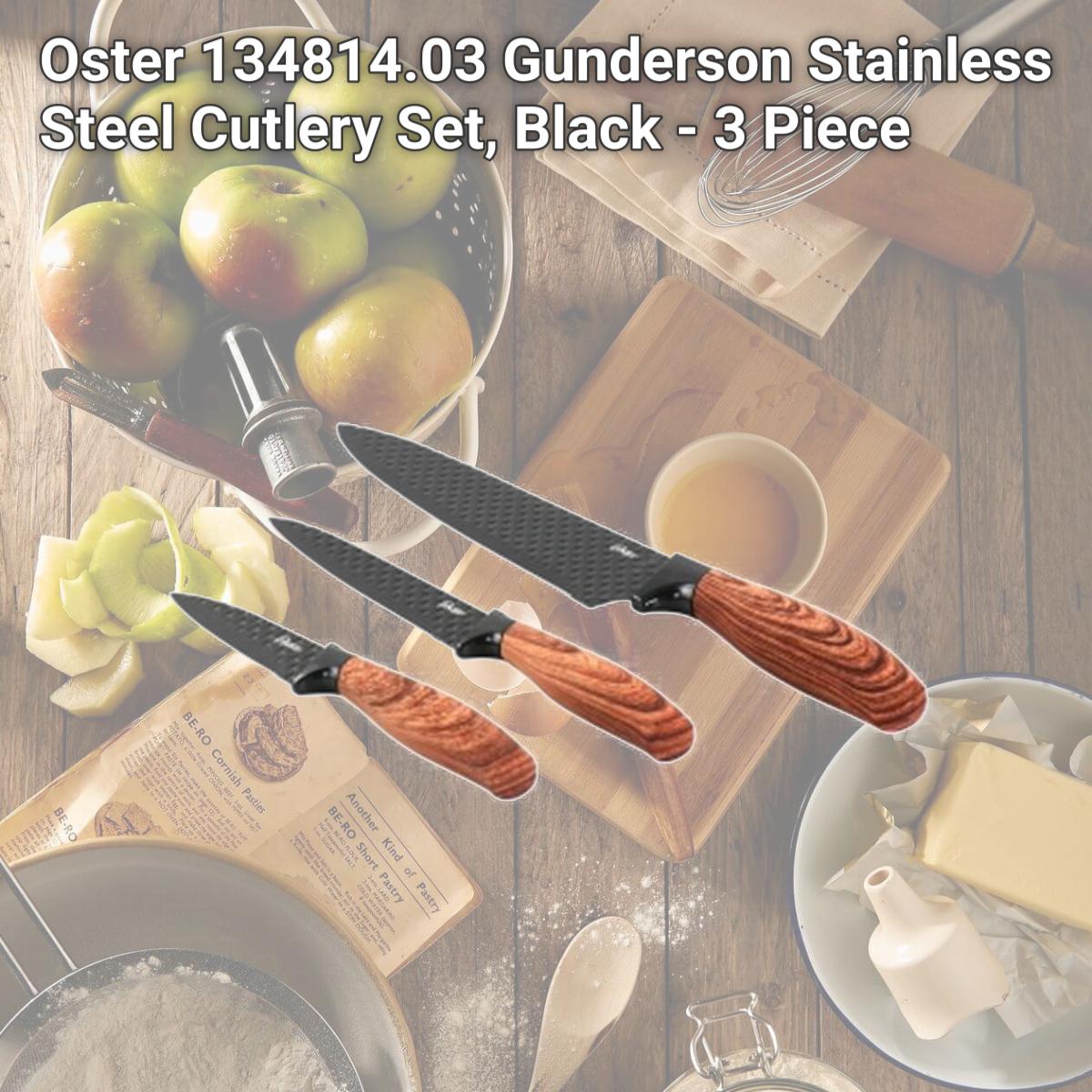 Picture of Oster 134814.03 Gunderson Stainless Steel Cutlery Set, Black - 3 Piece